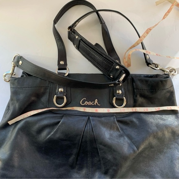 COACH Ashley Satchel Purse Black Leather with Removable Shoulder Strap Vintage - Picture 3 of 10